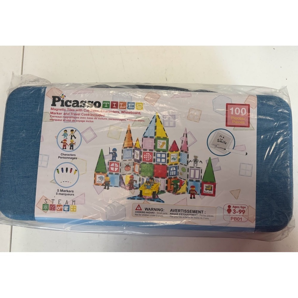 Picasso Magnetic Building Tiles Set 100 Pieces STEAM Toys New In Box